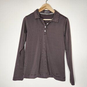 Women's Striped Long Sleeve Polo Shirt
